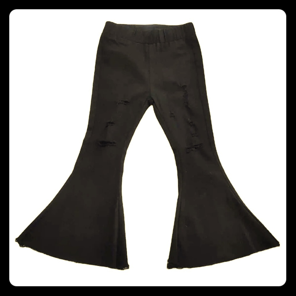 12-18M Toddler Girl Distressed Flare Black Denim